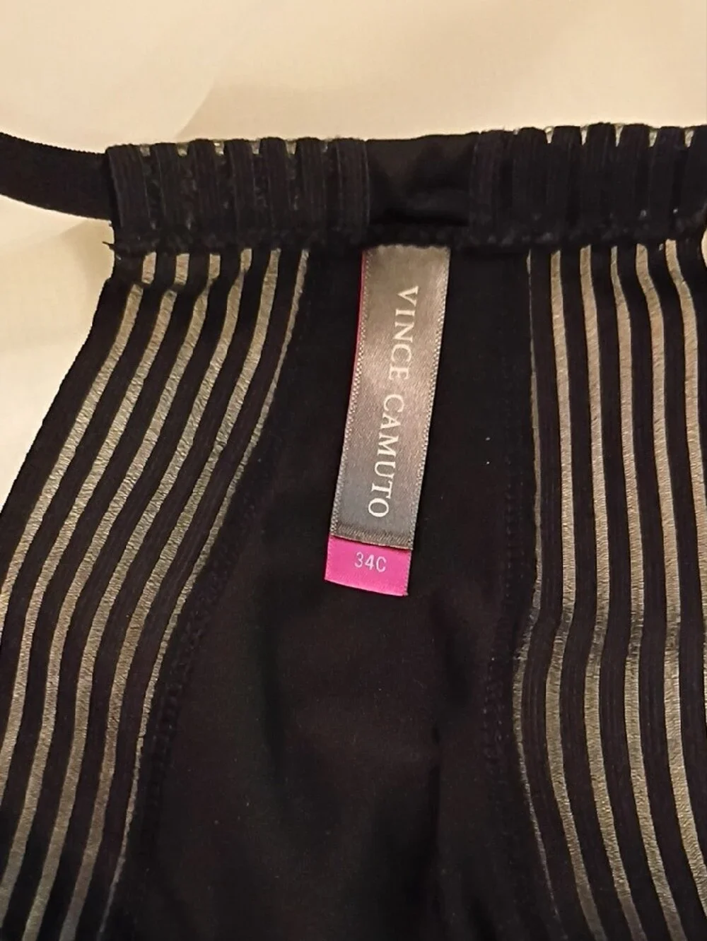 Vince Camuto Black Striped Racerback Push-Up Bra